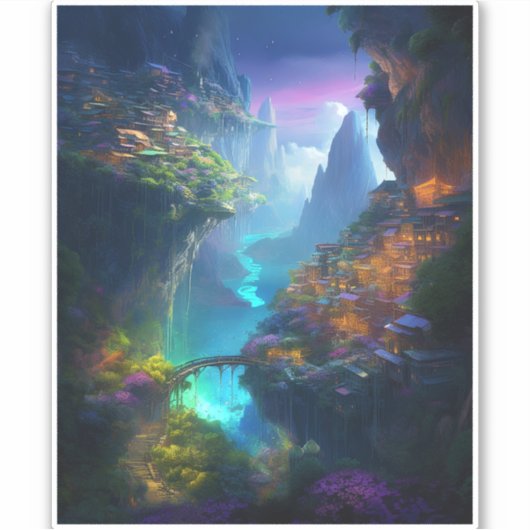 Fantasy Landschaft farbenfroh surreal Aufkleber (Vorderseite)