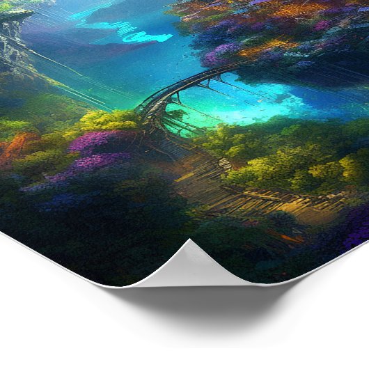 Fantasy Landschaft farbenfroh surreal Poster (Ecke)