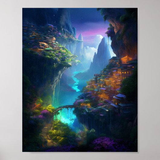 Fantasy Landschaft farbenfroh surreal Poster (Vorne)