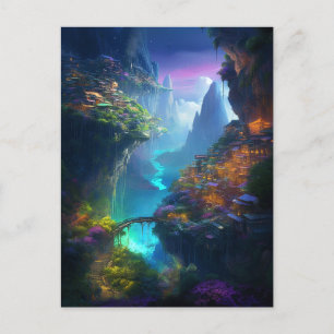 Fantasy Landschaft farbenfroh surreal Postkarte