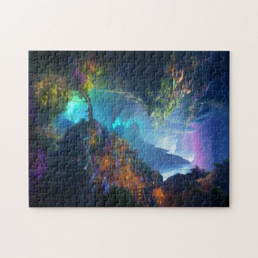 Fantasy Landschaft farbenfroh surreal Puzzle (Horizontal)