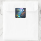 Fantasy Landschaft farbenfroh surreal Quadratischer Aufkleber (Tasche)