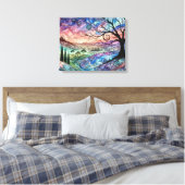 Fantasy Landschaft mit Bäumen und farbenfroher Son Leinwanddruck (Insitu (Schlafzimmer))