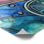 Fantasy Landschaft mit Bäumen und farbenfroher Son Poster (Ecke)