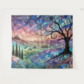 Fantasy Landschaft mit Bäumen und farbenfroher Son Wandteppich (Vorderseite (Horizontal))