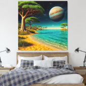 Fantasy Landschaft mit lebendigem Strand Leinwanddruck (Insitu (Schlafzimmer))