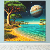 Fantasy Landschaft mit lebendigem Strand Leinwanddruck (Insitu (Holzboden))