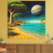 Fantasy Landschaft mit lebendigem Strand Leinwanddruck (Insitu (Wohnzimmer))