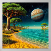 Fantasy Landschaft mit lebendigem Strand Poster (Vorne)
