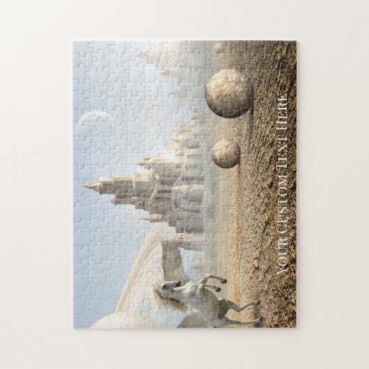 Fantasy Landschaft mit Unicorn und Castle Puzzle (Vertikal)
