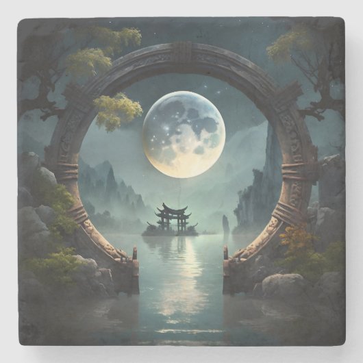 Fantasy Landsmond, Round Arch Stone Untersetzer (Vorderseite)