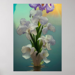 Fantasy Large White Iris Poster