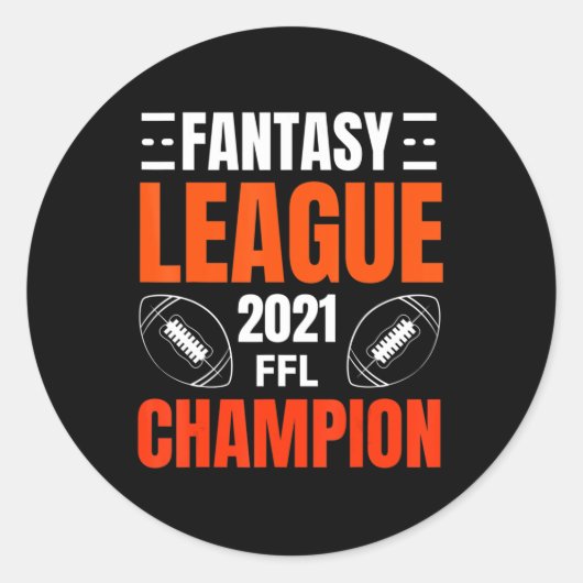 Fantasy League Champion Football 2021 Gewinner Vin Runder Aufkleber (Vorderseite)