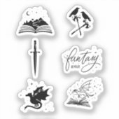 Fantasy-Lesersammlung mit Dolch-Drachen-Buch Aufkleber (Vorderseite)