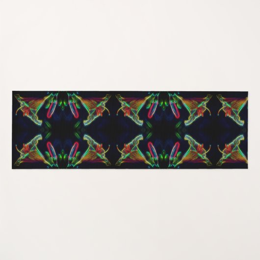 Fantasy Libelle Abstrakte Blume Kunst Yogamatte (Vorderseite (Horizontal))