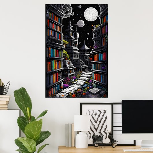 Fantasy Library Poster (Heimbüro)