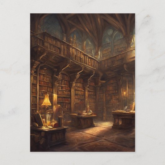 Fantasy Library Postkarte (Vorderseite)