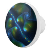 Fantasy Lights Abstract Blue Green Yellow Fractal Keramikknauf (Rechts)