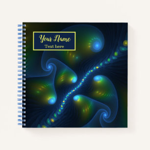 Fantasy Lights Abstrakt Blue Green Yellow Art Name Notizblock