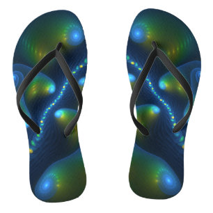 Fantasy Lights Abstrakt Blue Green Yellow Fraktal Badesandalen