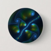 Fantasy Lights Abstrakt Blue Green Yellow Fraktal Button (Vorderseite)
