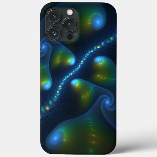Fantasy Lights Abstrakt Blue Green Yellow Fraktal Case-Mate iPhone Hülle (Rückseite)