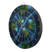 Fantasy Lights Abstrakt Blue Green Yellow Fraktal Dartscheibe (Vorderseite rechts)