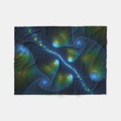 Fantasy Lights Abstrakt Blue Green Yellow Fraktal Fleecedecke (Vorderseite (Horizontal))