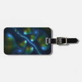 Fantasy Lights Abstrakt Blue Green Yellow Fraktal Gepäckanhänger (Vorderseite horizontal)