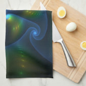 Fantasy Lights Abstrakt Blue Green Yellow Fraktal Geschirrtuch (Viertel Falte)