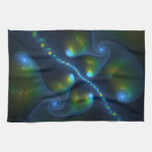 Fantasy Lights Abstrakt Blue Green Yellow Fraktal Geschirrtuch (Horizontal)