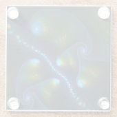 Fantasy Lights Abstrakt Blue Green Yellow Fraktal Glasuntersetzer (Rückseite)