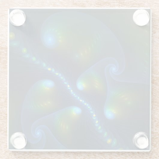 Fantasy Lights Abstrakt Blue Green Yellow Fraktal Glasuntersetzer (Rückseite)