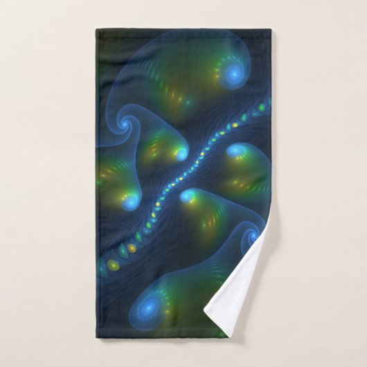 Fantasy Lights Abstrakt Blue Green Yellow Fraktal Handtuch (Handtuch)