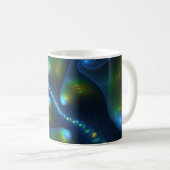 Fantasy Lights Abstrakt Blue Green Yellow Fraktal Kaffeetasse (VorderseiteRechts)