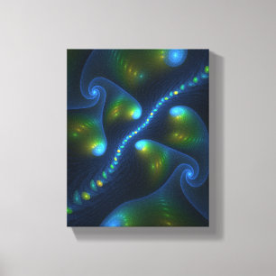 Fantasy Lights Abstrakt Blue Green Yellow Fraktal Leinwanddruck