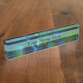 Fantasy Lights Abstrakt Blue Green Yellow Fraktal Namensplakette (Seite)