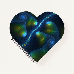 Fantasy Lights Abstrakt Blue Green Yellow Fraktal Notizblock