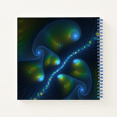 Fantasy Lights Abstrakt Blue Green Yellow Fraktal Notizblock (Rückseite)