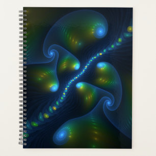 Fantasy Lights Abstrakt Blue Green Yellow Fraktal Planer