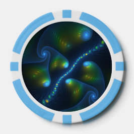 Fantasy Lights Abstrakt Blue Green Yellow Fraktal Pokerchips