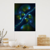 Fantasy Lights Abstrakt Blue Green Yellow Fraktal Poster (Küche)