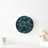 Fantasy Lights Abstrakt Blue Green Yellow Fraktal Runde Wanduhr (Zuhause)
