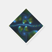 Fantasy Lights Abstrakt Blue Green Yellow Fraktal Serviette (Ecke)