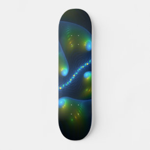 Fantasy Lights Abstrakt Blue Green Yellow Fraktal Skateboard