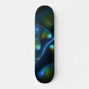 Fantasy Lights Abstrakt Blue Green Yellow Fraktal Skateboard