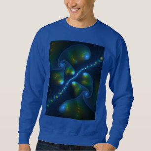 Fantasy Lights Abstrakt Blue Green Yellow Fraktal Sweatshirt