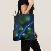 Fantasy Lights Abstrakt Blue Green Yellow Fraktal Tasche (Von Nahem)