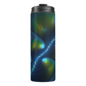 Fantasy Lights Abstrakt Blue Green Yellow Fraktal Thermosbecher (Vorderseite)