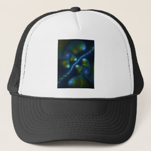 Fantasy Lights Abstrakt Blue Green Yellow Fraktal Truckerkappe